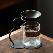 黑陶斗笠茶漏一体陶瓷茶滤茶隔公道杯玻璃茶具套装茶叶过滤分茶器