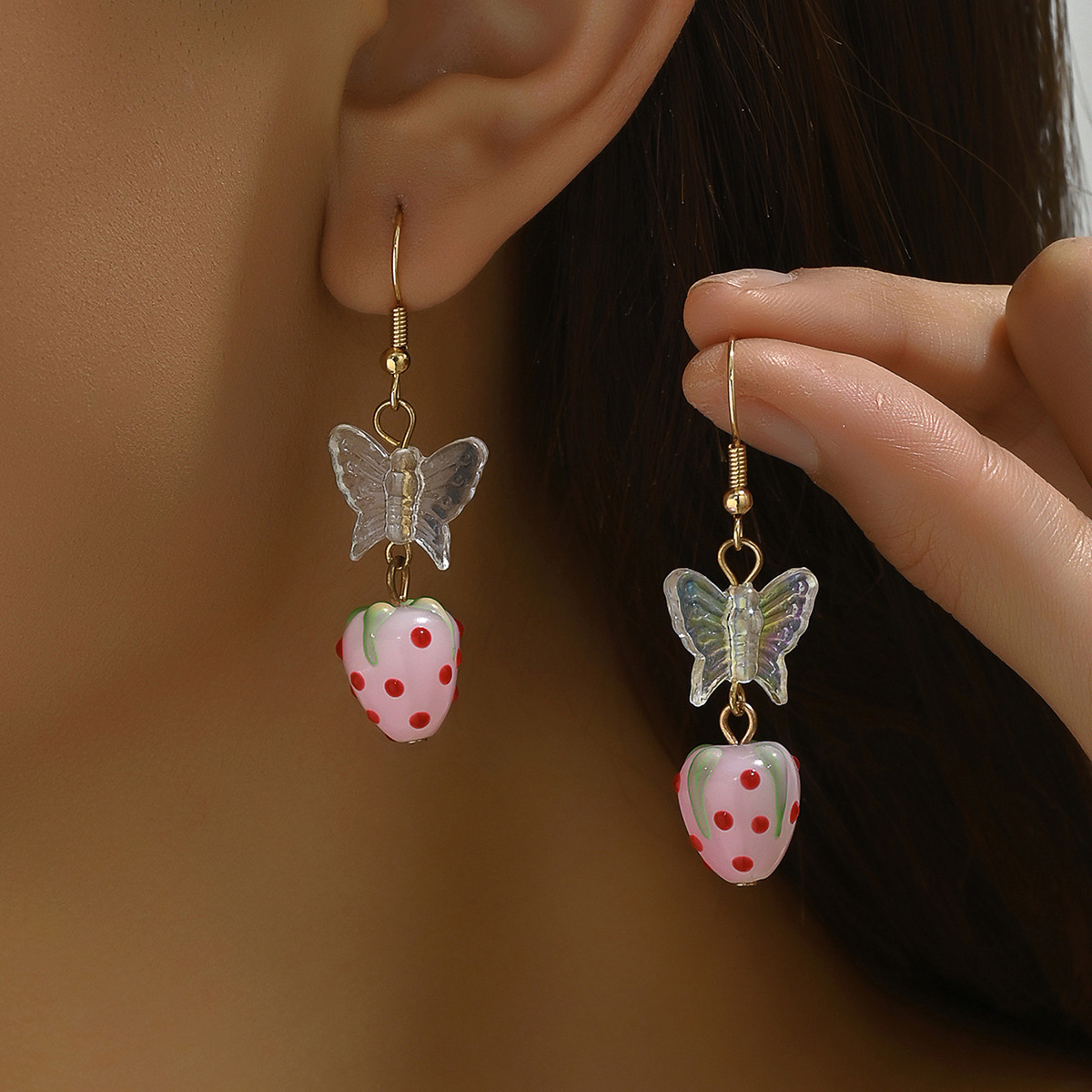 Drop Earrings Classification 1 Pair Cute Sweet Strawberry Butterfly Resin Drop Earrings
