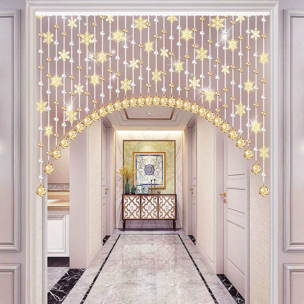 Дверная занавеска Хрустальная занавеска Занавеска из бусин Занавеска для ванной комнаты Готовая занавеска для гостиной Кухонная занавеска Подвесная занавеска Без перфорации Снежинка
