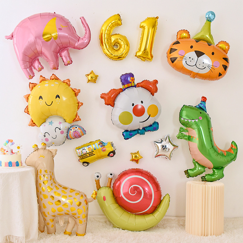 Globo de helio de animal para decoración de primer cumpleaños_voghion.com