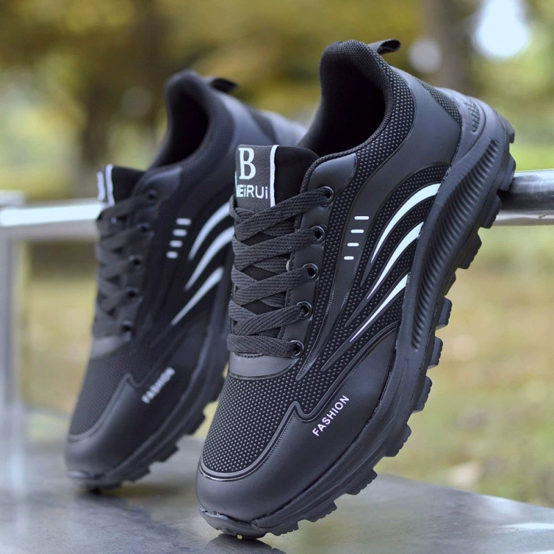 Мужские повседневные кроссовки из водонепроницаемой нескользящей кожи, осень 2025 года, универсальные, с мягкой подошвой