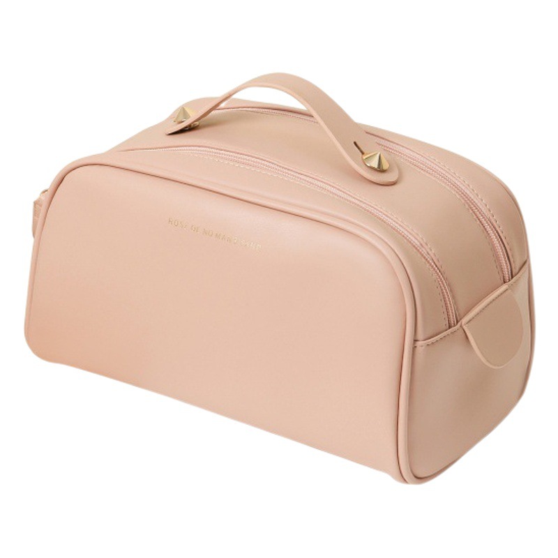 2023 Nueva celebridad de Internet PU bolsa de cosméticos de doble cremallera bolsa de lavado Portátil Bolsa de almacenamiento de cosméticos de viaje textura