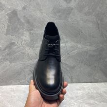 欧美新款头层牛皮搭扣式方头正装皮鞋男厚底百搭商务休闲皮鞋