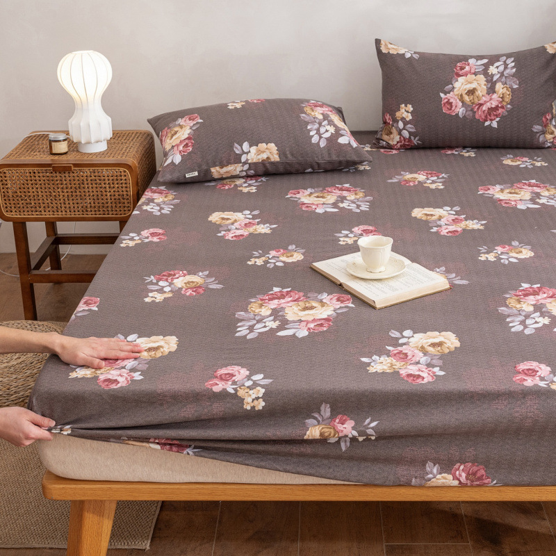 Linen Coarse Cloth Bed Sheet, Cotton-Linen Machine Washable Summer Air-Conditioning Mat, Ice Silk Mat Three-Piece Set, Hemp Fitted Sheet