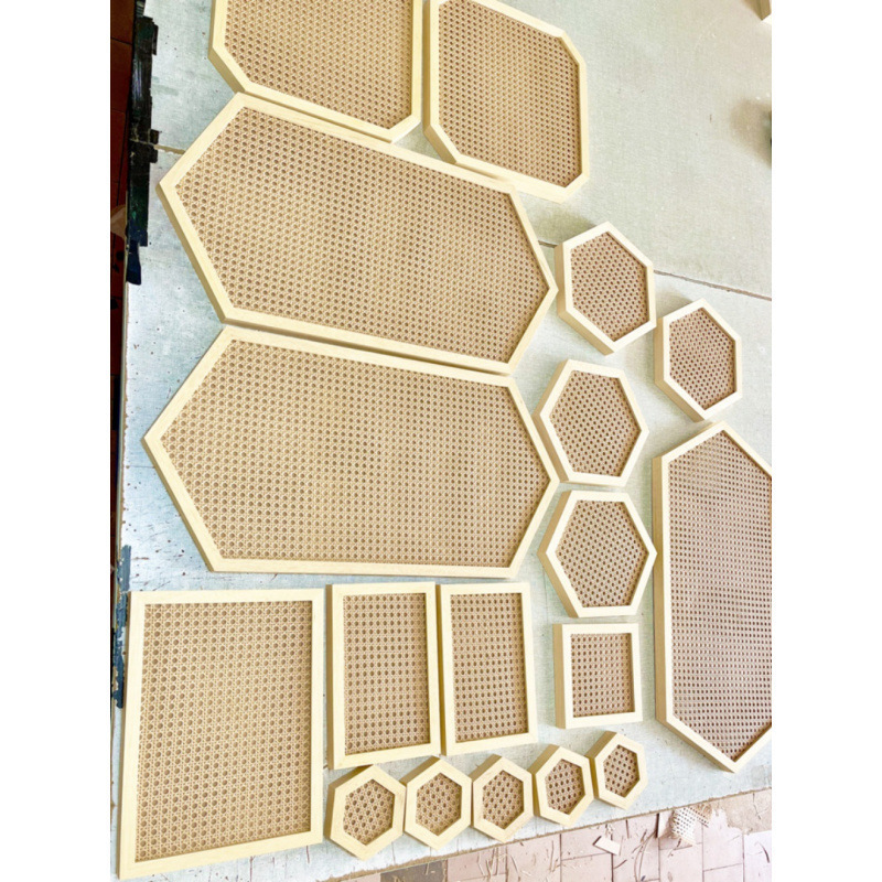 Solid Wood Natural Wood Decorative Rattan Hexagon Octagon Diamond-Shaped Picture Frame Photo Frame Wall Hanging