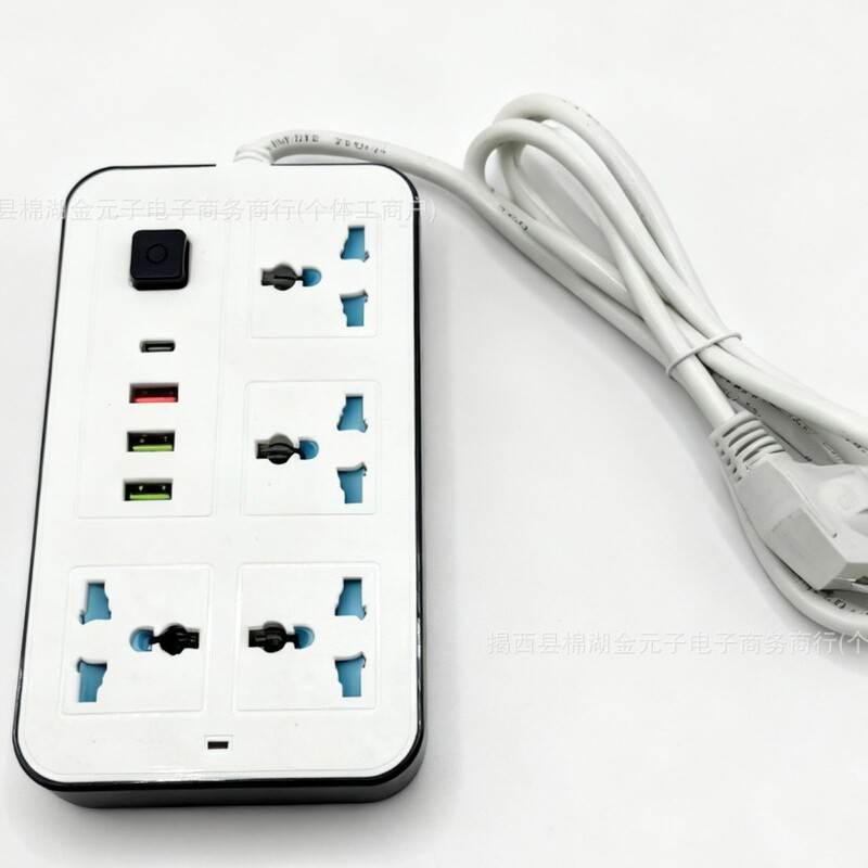 Popular Foreign Trade Export Power Strip with Universal European-Style Sockets, American/Australian/Uk Safety Standards, Usb, and Illuminated C-Type Port