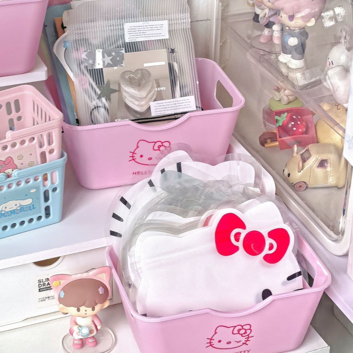 Small cartoon rectangular storage box, 7.5×12 & 15.5×10.5 cm, 7 cm high