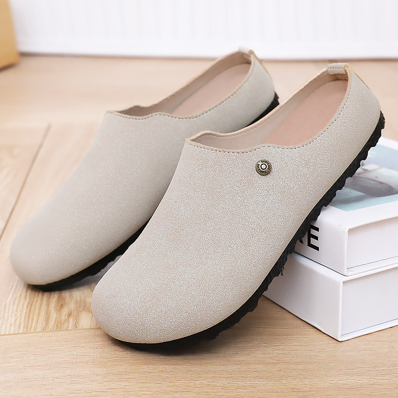 Zapatos individuales verano para mujer nuevo estilo zapatos casuales cómodos suela gruesa semipantuflas Baotou con un pie zapatos Birkenstock de suela blanda