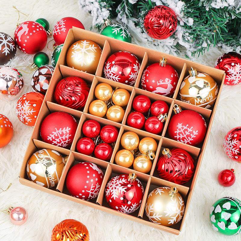 Venta caliente pintado juego de decoración de bolas de Navidad adornos colgantes de árboles de Navidad de plástico accesorios de decoración de fiesta al por mayor