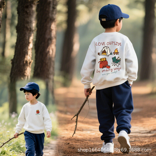 Men and Women Children Cartoon Print Crew Neck Loose Thin Version Sweatshirt 2026 Spring and Autumn New Small and Medium Children Casual Top