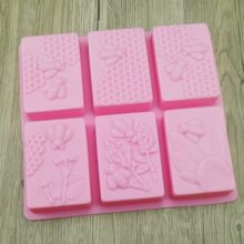 硅胶6连方形蜜蜂蜂巢蛋糕模具蜂蜜蛋糕DIY手工皂模卡通