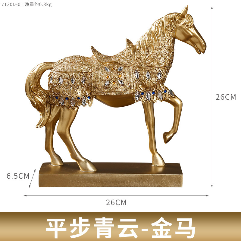 Light Luxury Horse to Success Resin Ornaments Office Desktop Lucking Decoration Home Living Room Entrance Housewarming Opening Gift