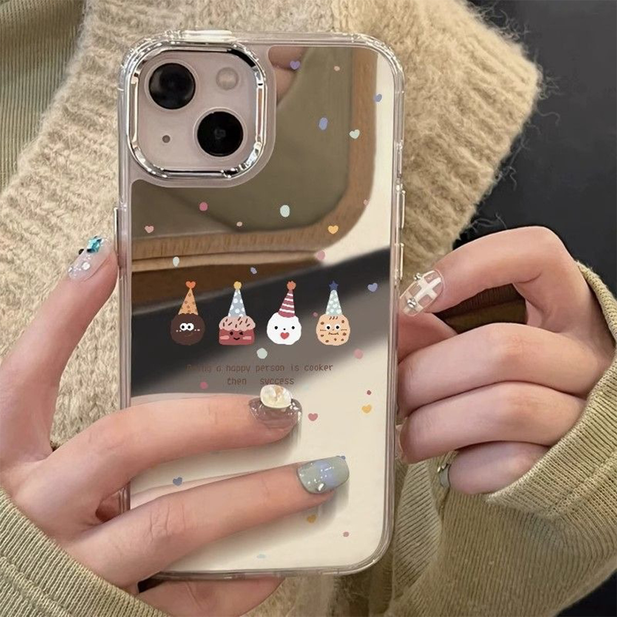 Suitable for Xiaomi 15Pro with Hanging Chain Mirror Mask Mobile Phone Case Mirror Classy Cute Redmi K80Pro Mirror Case