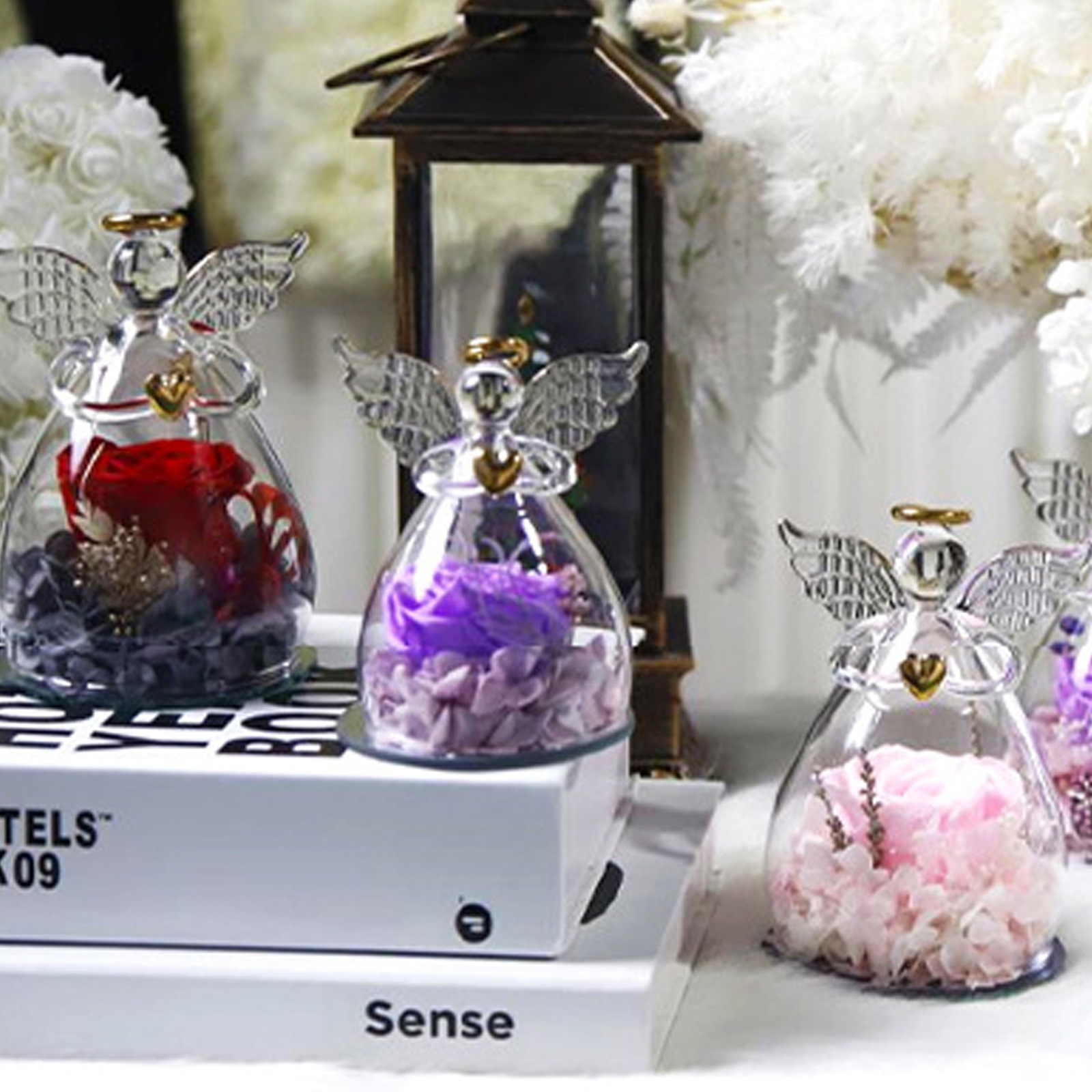 Yunnan flor permanente cubierta de cristal Ángel adornos flores para enviar novia qixi Festival regalo Amazon