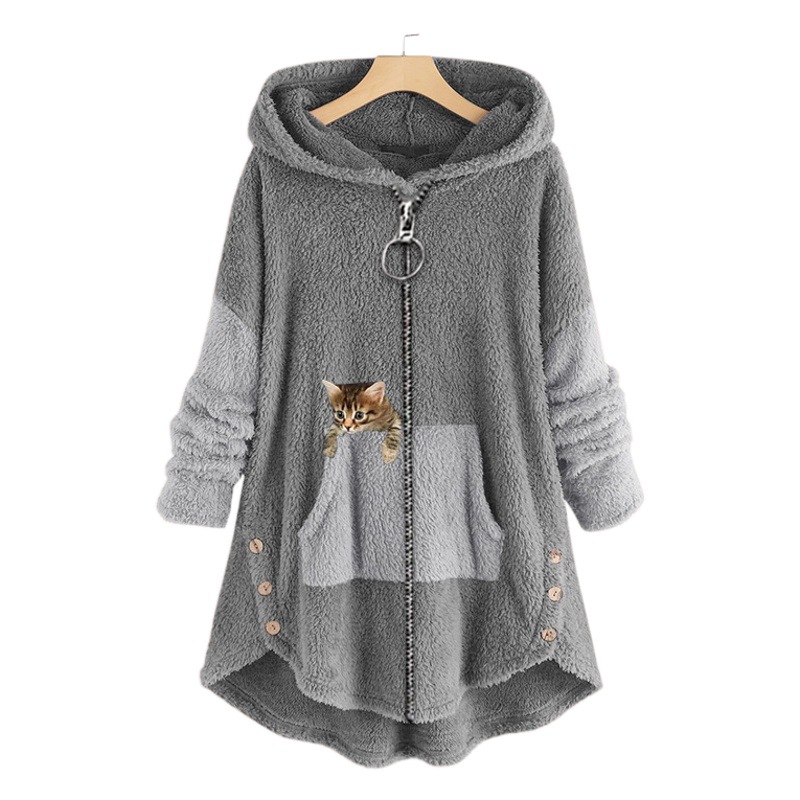 Sudadera con capucha holgada de forro polar para mujer, estilo creativo, moda urbana Harajuku, estilo europeo y americano, talla grande, otoño 2026