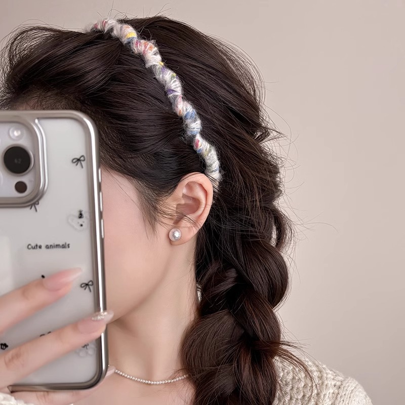 Nueva banda de pelo de ondas de peluche de color que sale con un dispositivo de cabeza alto y flujoso no estrangula la cabeza y los dientes antideslizantes