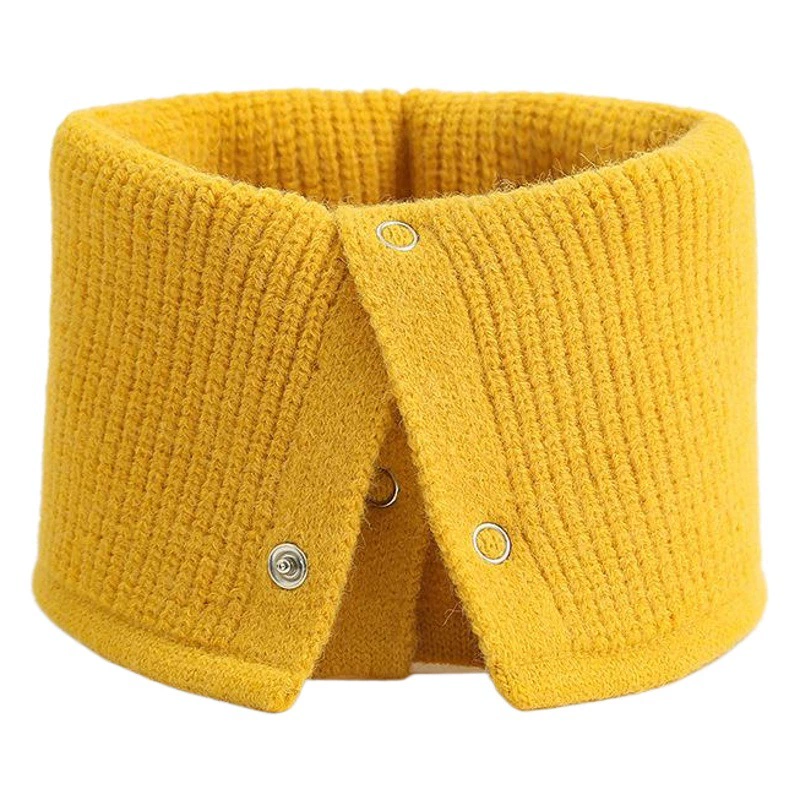 Однотонный вязаный шарф, женский красный зимний шарф, мужской Универсальный рукав в Корейском стиле, Простой Высокий шарф в полоску с застежкой