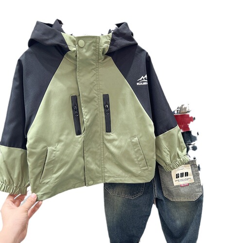 Children's clothing boys' spring and autumn jackets 2024 spring new style medium and large children's spliced ​​tops boys' handsome and trendy jackets