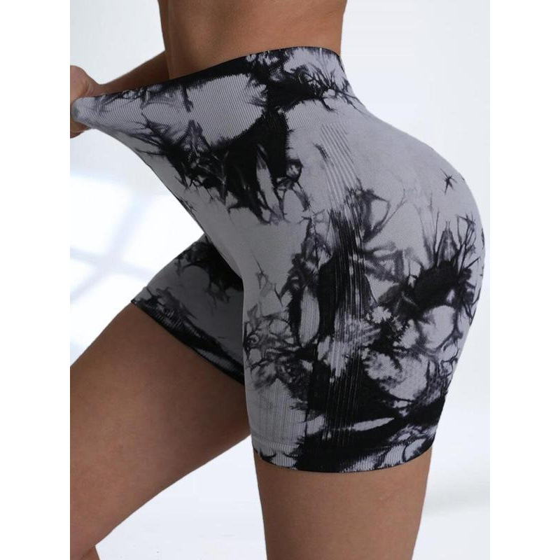 K 651 U4942代发速卖通跨境新款运动裤女式扎染印花高腰短|ru