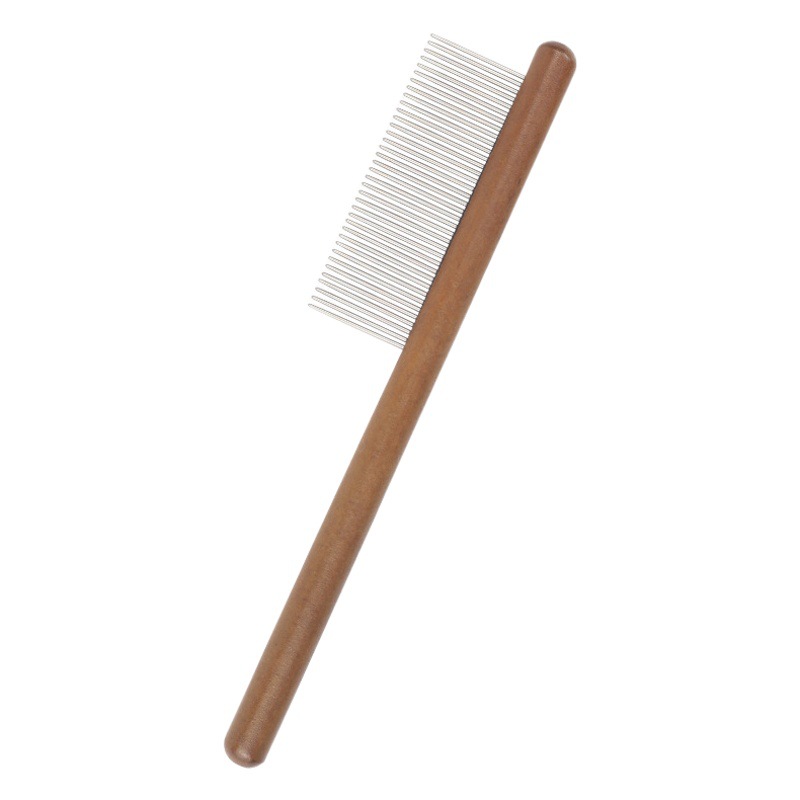 Peine de Madera y Acero Inoxidable para Mascotas, Desenredante y Anti-pulgas para Gatos