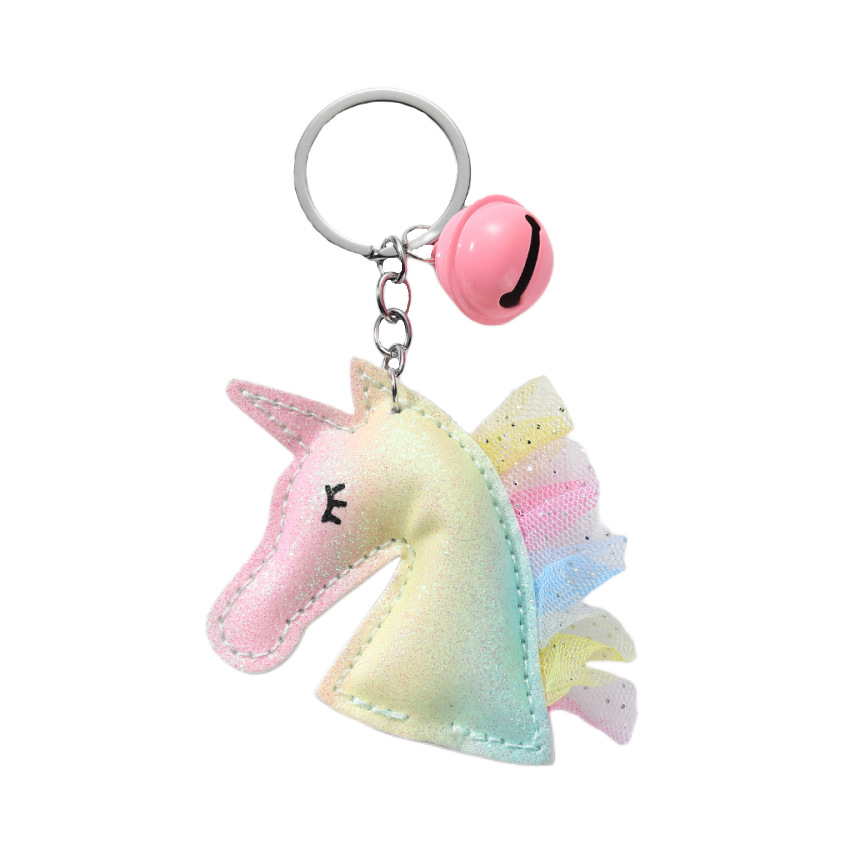 Style Ig Mignon Licorne Cloche Faux Cuir Métal Pendentif De Sac Porte-clés display picture 4