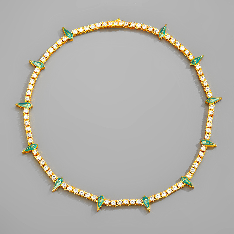 Hip-Hop Solid Color Alloy Enamel Inlay Rhinestones Unisex Necklace 1 Piece