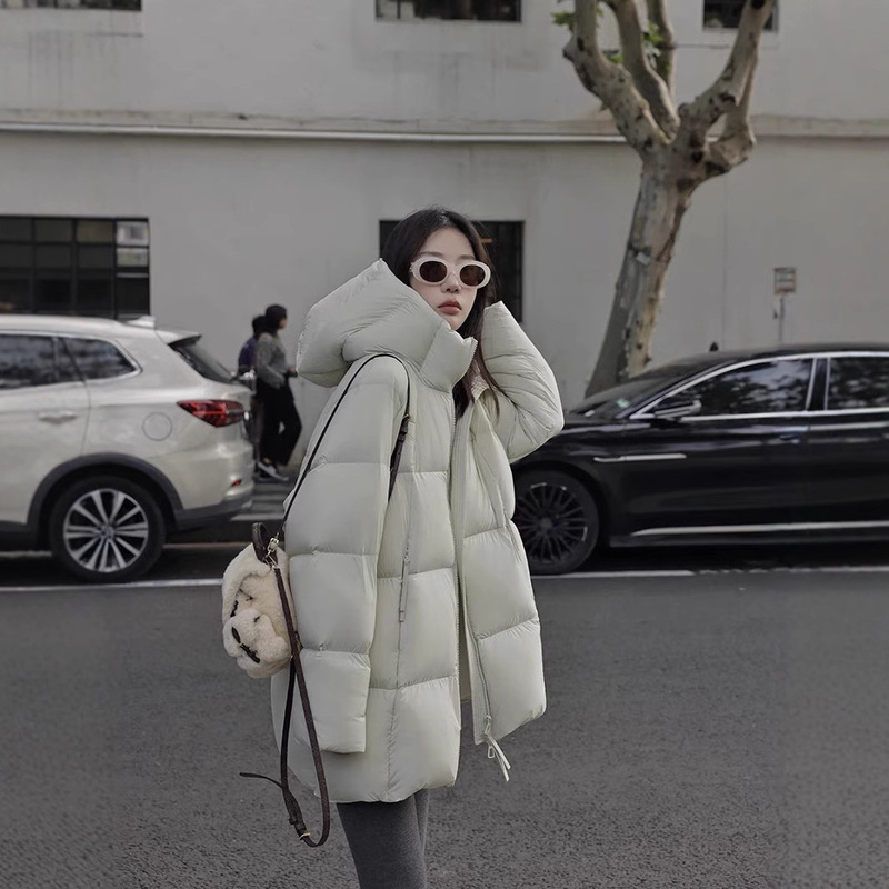 羽绒棉服女2025年新款冬季中长款连帽面包服宽松加厚棉衣外套|undefined