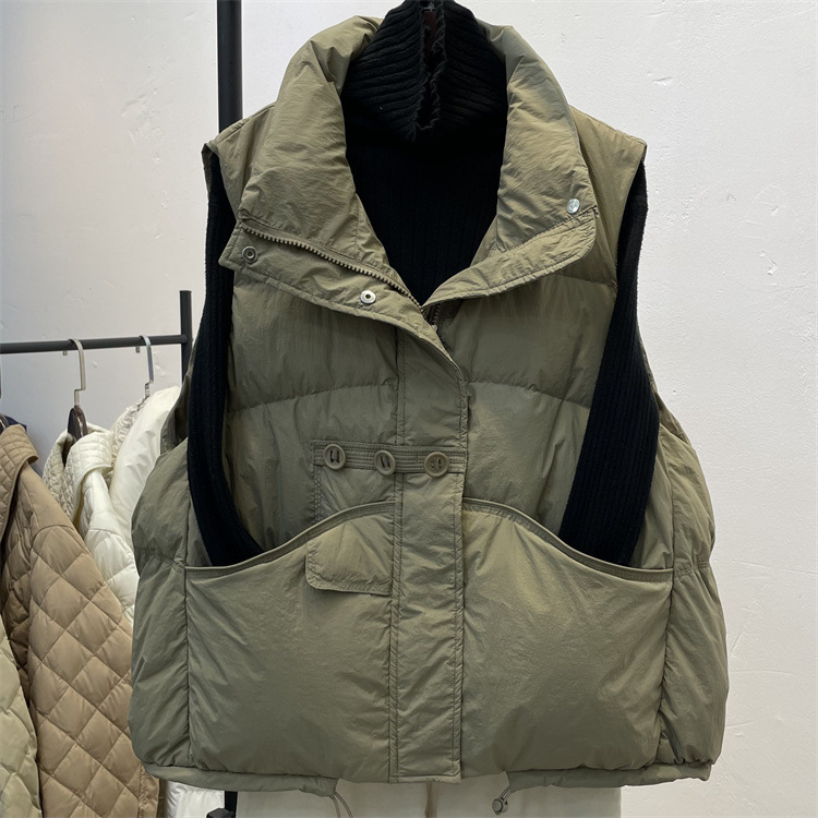 European goods stand collar down vest women's 2024 autumn and winter new white duck down short vest jacket tide European goods stand collar down vest women's 2024 autumn and winter new white duck down short vest jacket tide
