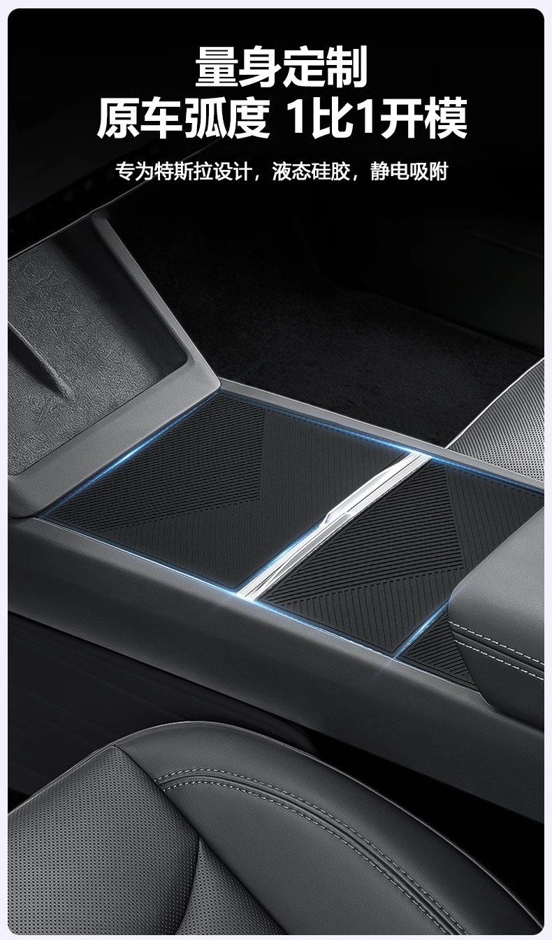 Suitable for Tesla's New Version Model 3/Y Center Console Film Silicone Mat Interior Modification Accessories Anti-Slip