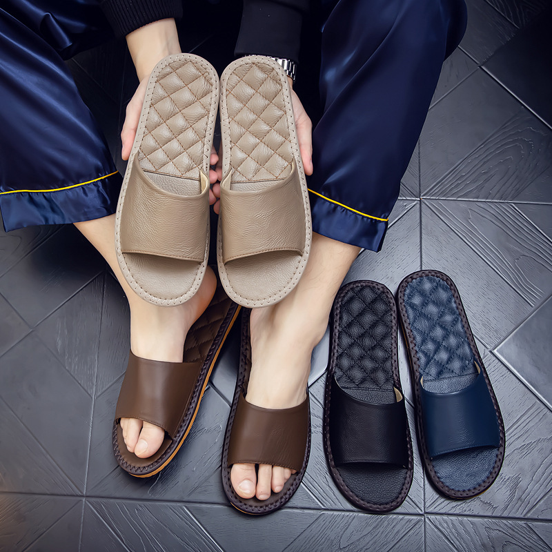 Lady Sandals Indoor Leather Rubber Quick Drying Flip Flops_voghion.com