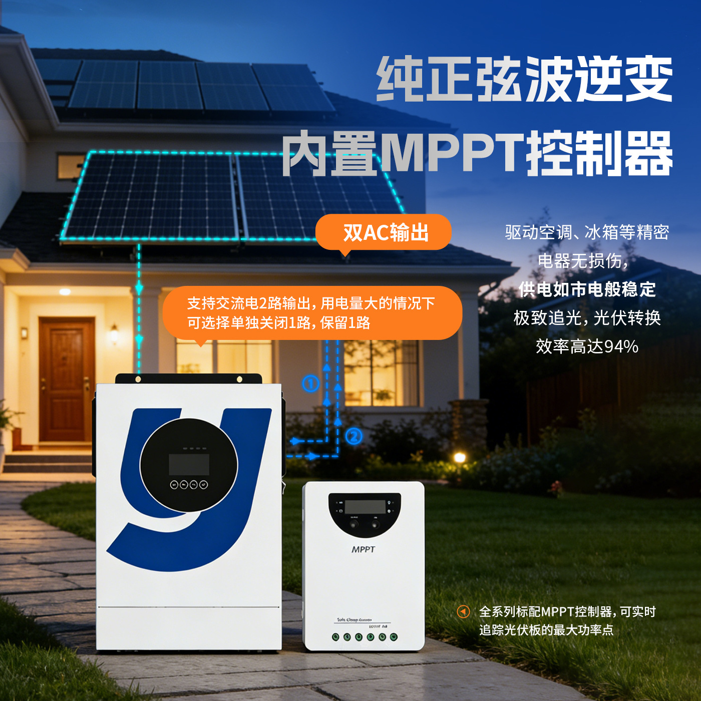 Controlador MPPT integrado controlador inverso fotovoltaico fuera de la red inversor solar de onda sinusoidal pura de almacenamiento de energía doméstica