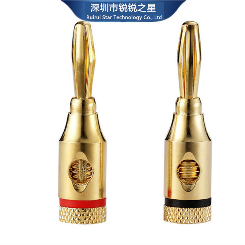 镀金4MM插头香蕉头百威镀金香蕉头 音响插头 插座喇叭 音箱线接头