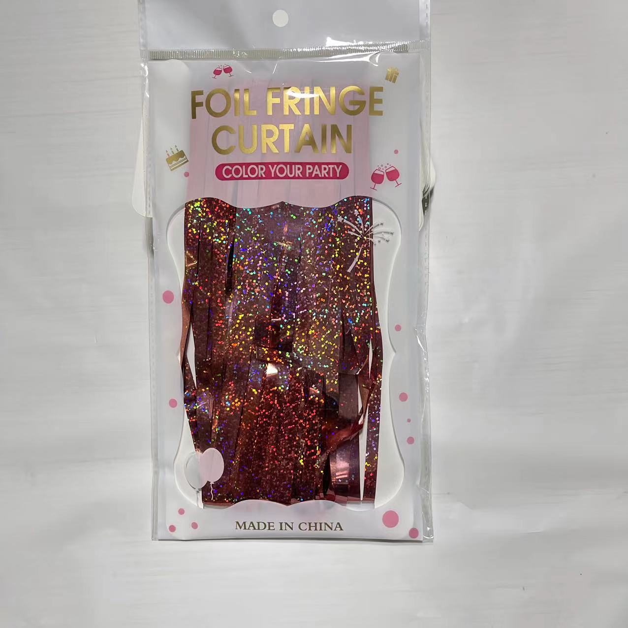 Punto láser de color brillante cortina de seda de lluvia común fabricantes de bordas