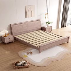 Modern Chinese style ash wood solid wood master bedroom 1.8 double bed, light luxury high-end wedding bed bedroom 1.5 single bed