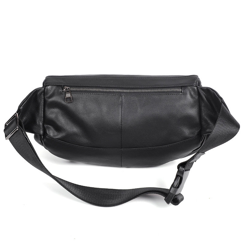 Túi đeo chéo nam da bò lớp đầu tiên, túi đeo ngực dung tích lớn chống trộm 17×7×13 cm — Màu đen chi tiết 10