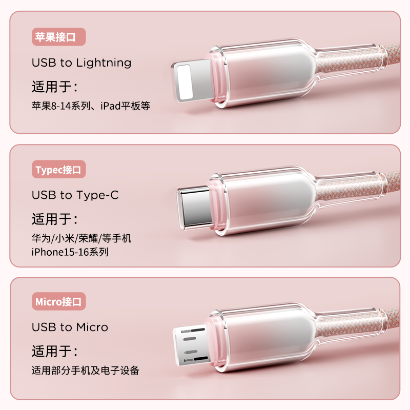 120充电器 适用华为小米苹果三合一数据线tpyec超级快充充电插头