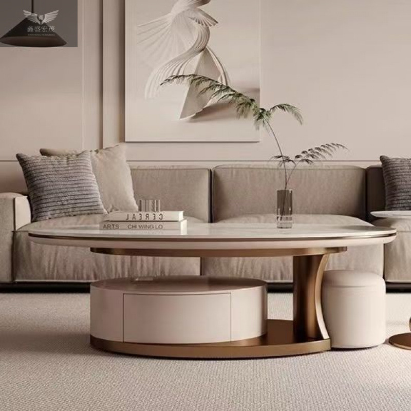 Moderno minimalista italiano de lujo mesa de té de tabla de roca sala de estar casa combinación de tamaño oval diseño creativo