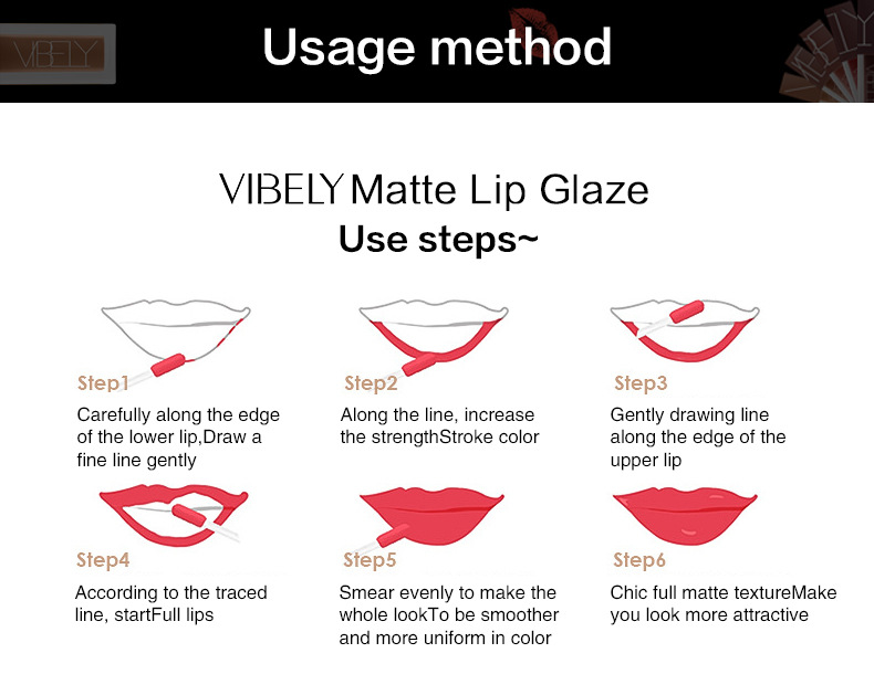 VIBELY's matte, waterproof, non-stick, non-fading lip gloss, nude five-color liquid lip gloss, a bestseller undefined