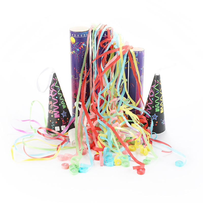 New party small fireworks hand throwing ribbon hand-held fireworks tube magic props confetti festival atmosphere props supplies