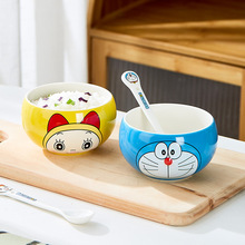 哆啦A梦儿童宝宝碗家用面包碗蓝胖子酸奶碗卡通可爱早餐碗好看