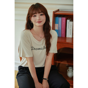 plus size Women's Slim Short Sleeve Summer 200 Jin chubby girl Simple Letter Embroidered Crewneck Jacket 3395