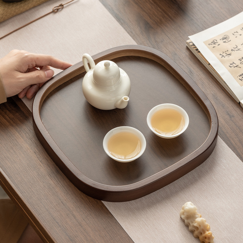 中式高档家用放水杯子竹制方形多功能收纳盘面包蛋糕下午茶餐盘|undefined