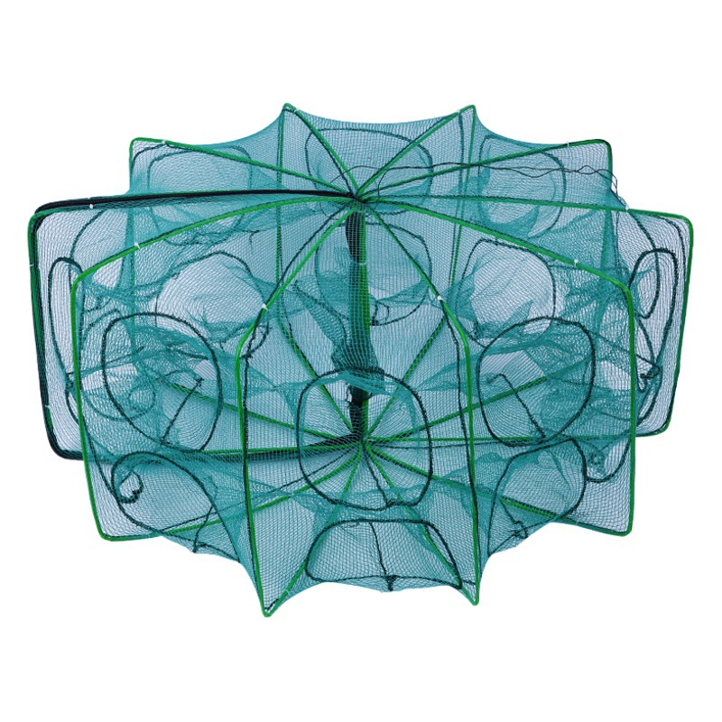 Azul Plaid polígono red de peces jaula de camarón Locha jaula de camarón jaula de pesca red de la anguila Red de langosta jaula plegable múltiples tipos