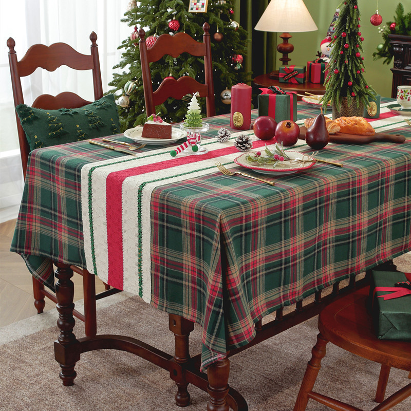 Runner a quadri patchwork per il commercio estero transfrontaliero, tovaglia da caffè con decorazioni natalizie, copritavolo da pranzo,_voghion.com