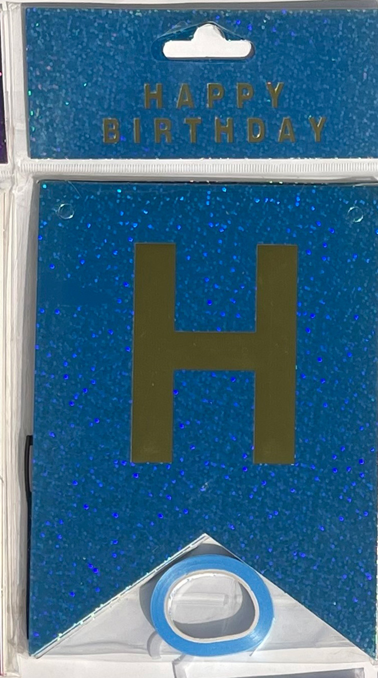 HAPPY BIRTHDAY fiesta de cumpleaños en inglés diseño diagonal de bandera de cola de mermaid letras banderas de color