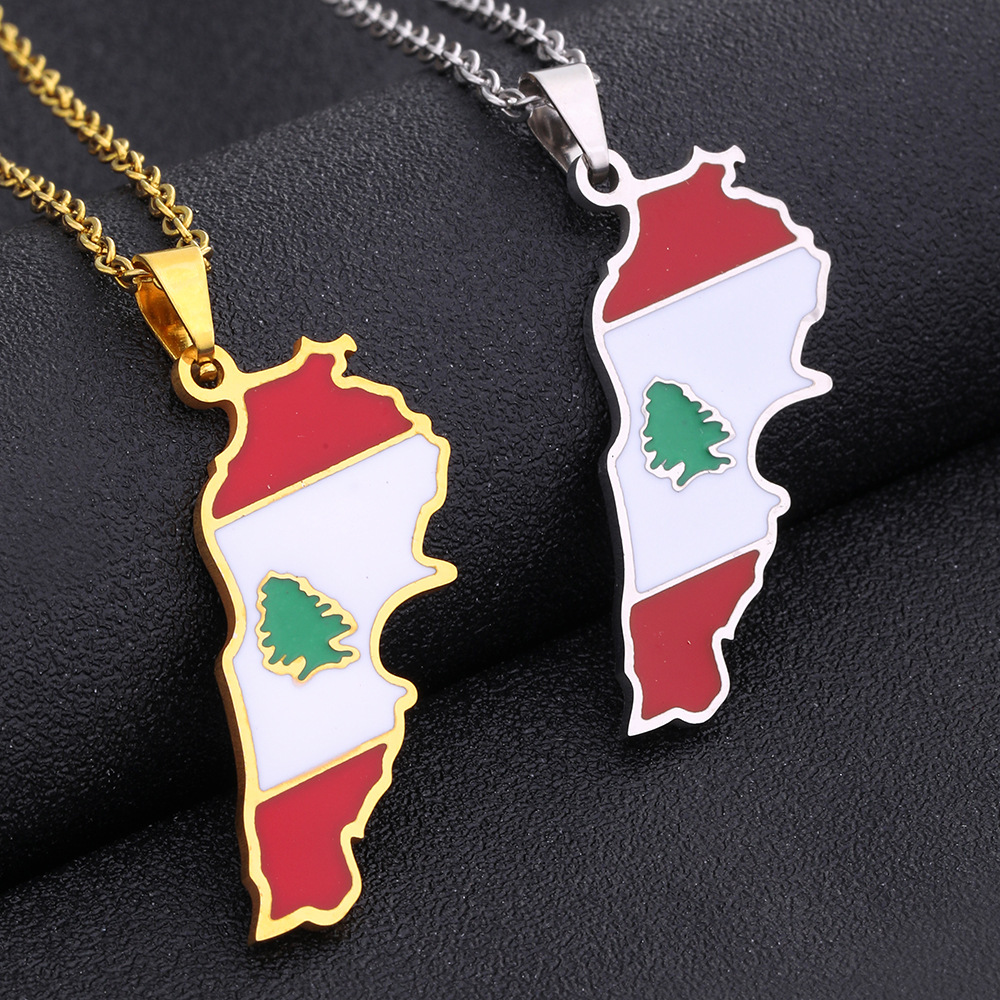 Cross-border Hot Selling Vintage Lebanon Oil Drop Pendant Necklace Men and Women Stainless Steel Couple Necklace Trend Accessories