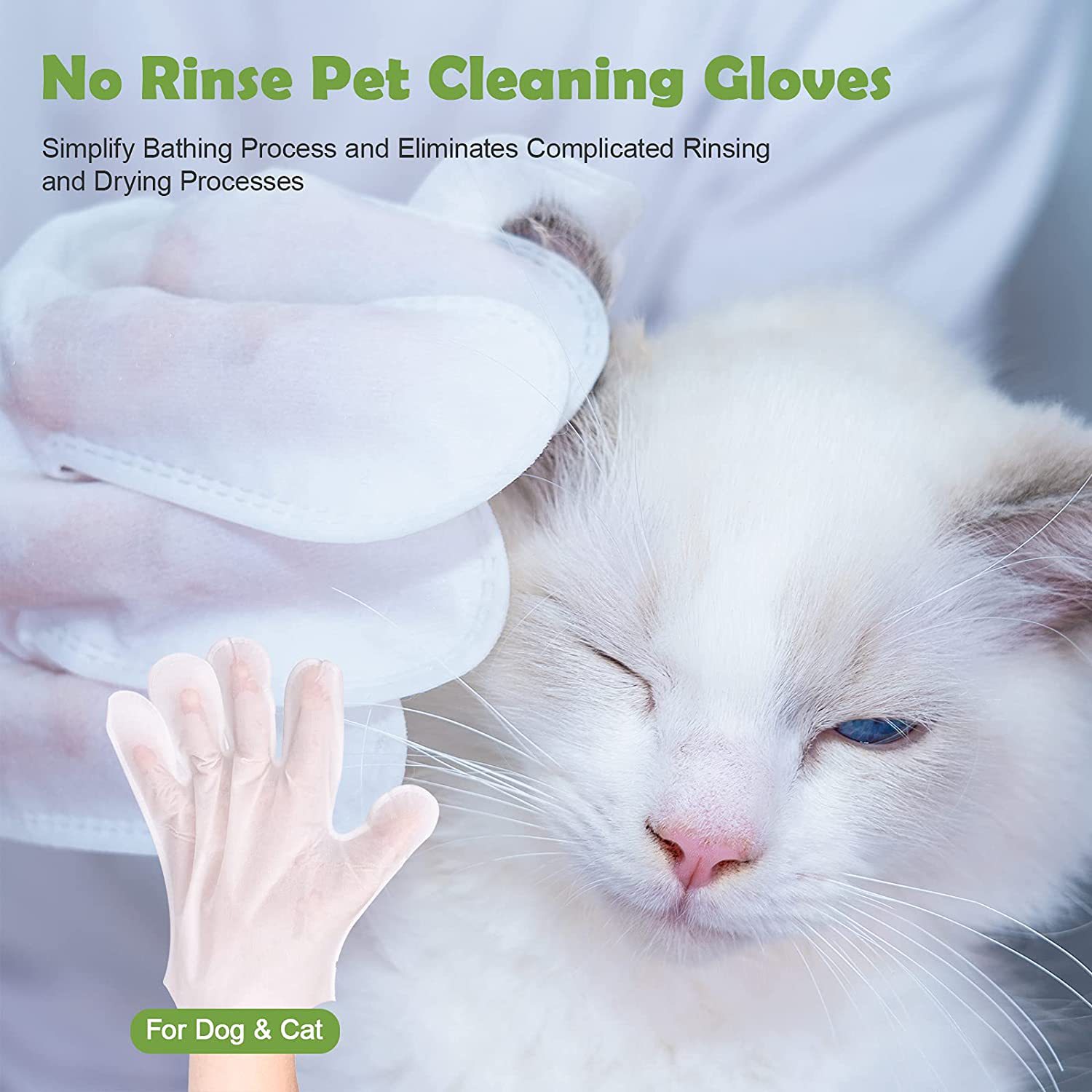 跨境OEM宠物免洗清洁手套Pet Cleaning Gloves一次性SPA手套贴牌|ms