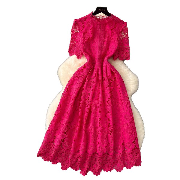 Retro elegant lace fitted dress