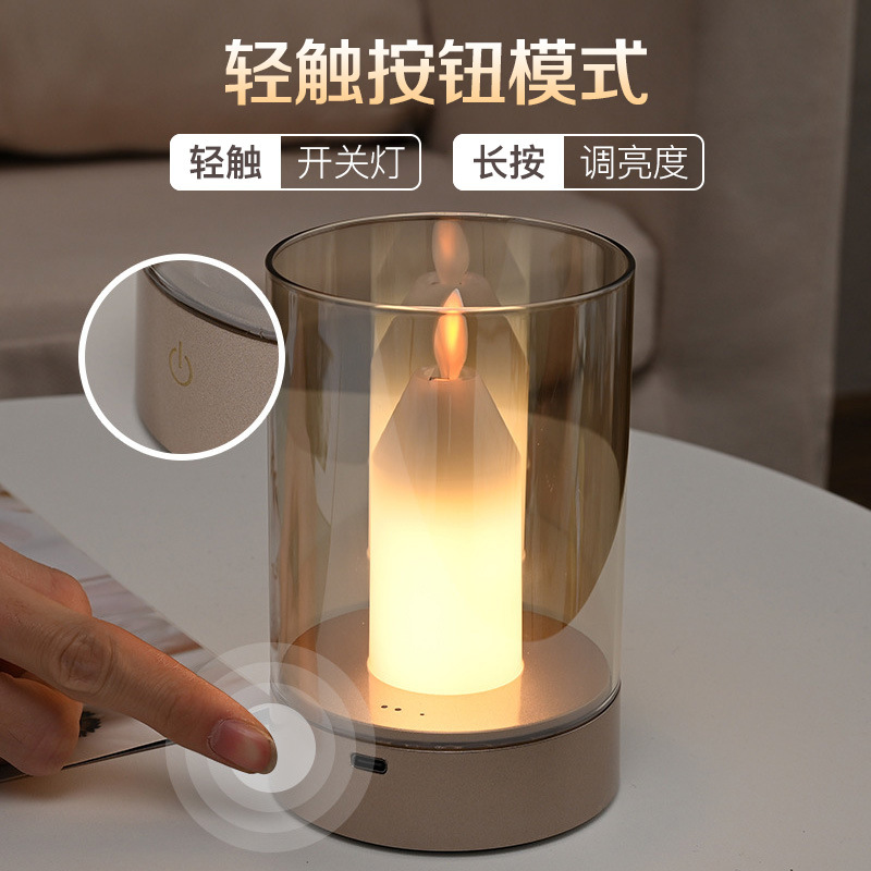 LED luz de noche creativa luz de vela romántica restaurante bar escritorio luz de ambiente vela lámpara de mesa luz de sensor de mano de barrido