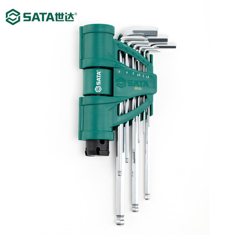 世达 SATA 9件增力型加长球头内六角扳手组套 09124